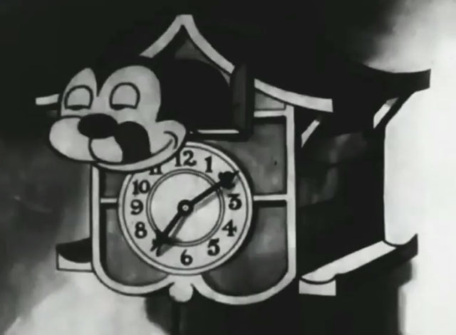 Hurry Doctor! - cartoon cat in cuckoo clock licking lips