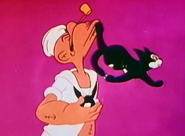 I Don't Scare  - black cat launches itself from Popeye's face
