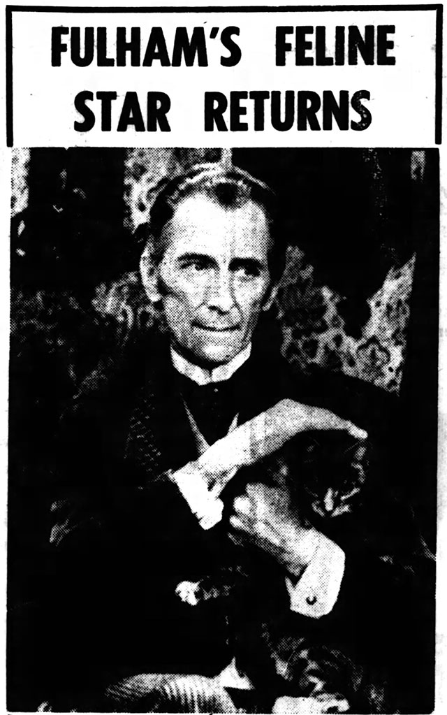 I, Monster - newspaper photo of Peter Cushing holding tabby cat Small Cat