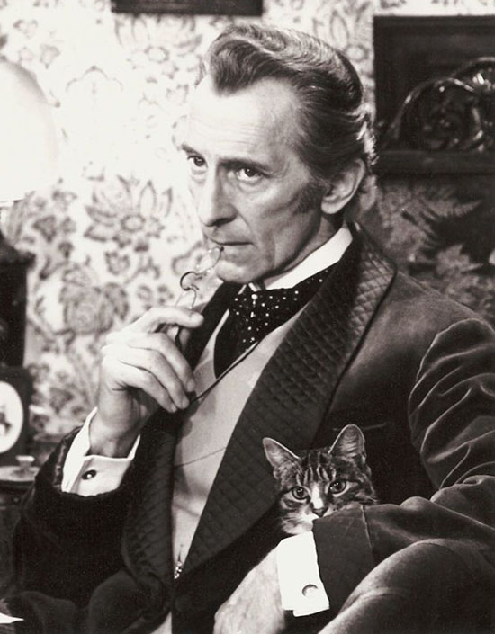 I, Monster - Utterson Peter Cushing holding tabby cat Small Cat