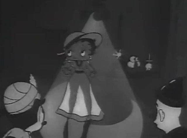 Is My Palm Read - cartoon black cat turning out light to show Betty Boop's legs in silhouette under skirt with Koko the Clown and Bimbo
