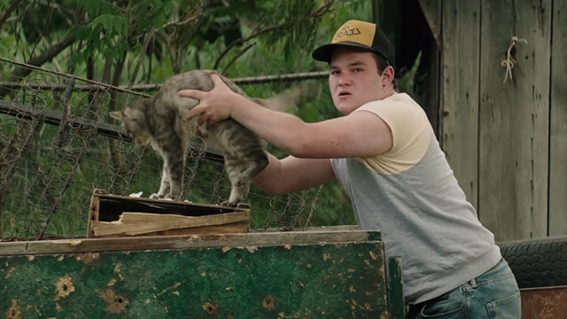 It - Belch Jake Sim holding brown tabby cat on box