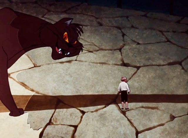 Jack and the Beanstalk - cartoon brown cat standing over Bobby Riha