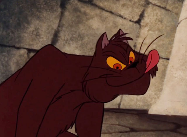Jack and the Beanstalk - cartoon brown cat licking lips