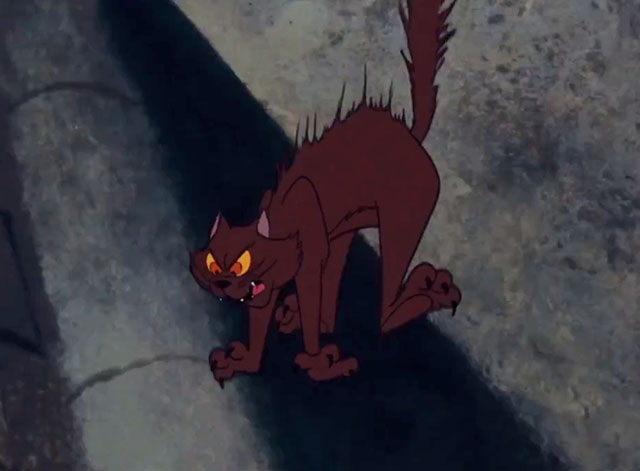 Jack and the Beanstalk - cartoon brown cat falling back down with claws out