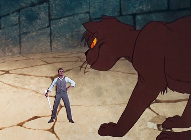 Jack and the Beanstalk - cartoon brown cat standing over Jeremy Gene Kelly