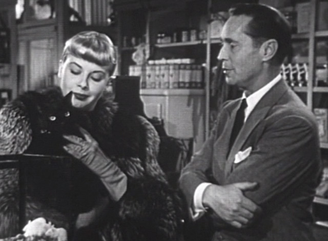 Jigsaw - Barbara Whitfield Jean Wallace holding long haired black cat Bennie Benvenuto in pet shop with Howard Franchot Tone