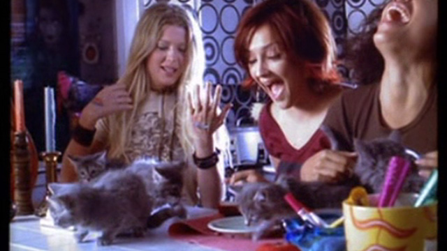 Josie and the Pussycats - Josie Rachel Leigh Cook, Val Rosario Dawson and Melody Tara Reid with gray kittens