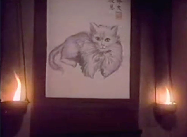 Judge Dee and the Monastery Murders - sketch of longhair cat on wall