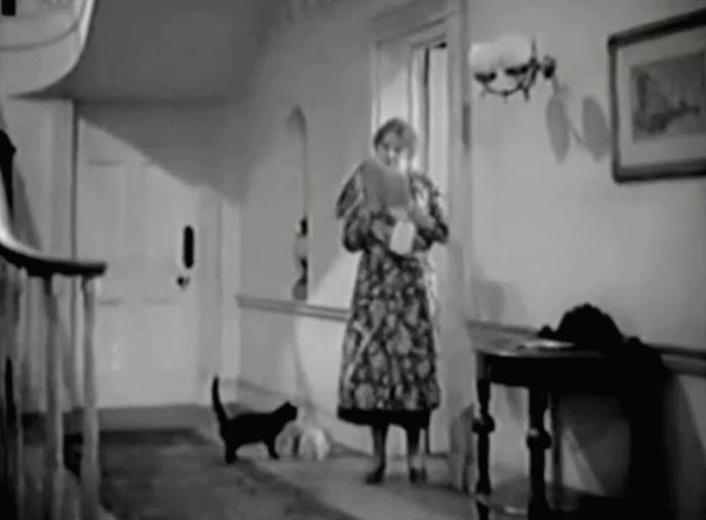 Jump for Glory - Mrs. Nolan Barbara Everest with black cat in hallway