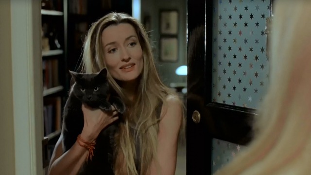 Killing Me Softly - Deborah Natascha McElhone holding gray cat in doorway