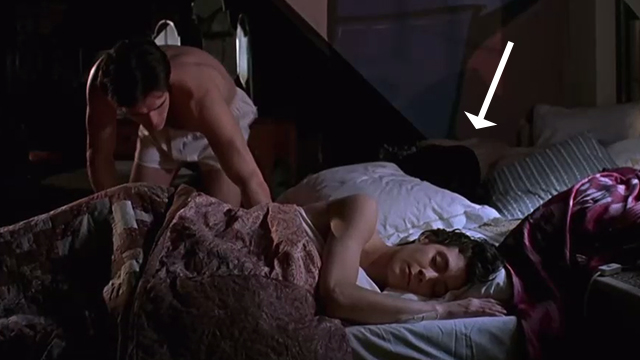 A Kiss Before Dying - black cat Pepe climbing out of bed with Ellen Sean Young and Jay Matt Dillon