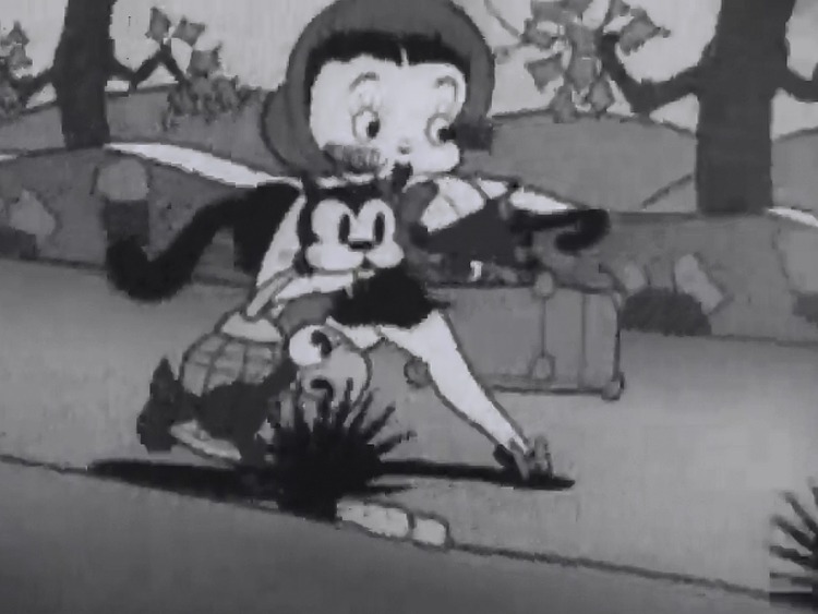 Kitty From Kansas City - black cat being carried by Betty Boop