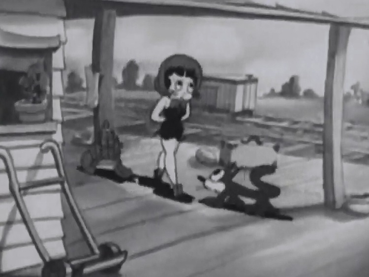 Kitty From Kansas City - black cat pacing with Betty Boop