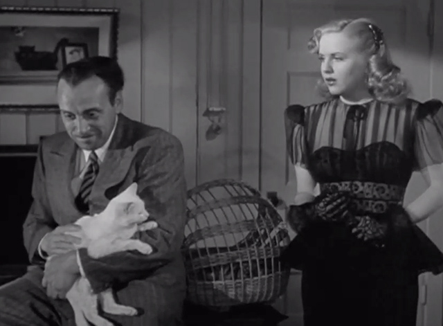 Lady on a Train - Saunders George Coulouris holding white cat Whitey with Nikki Deanna Durbin