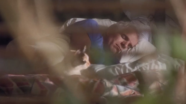 L.A. Story - calico cat lying beside Harris Steve Martin in bed