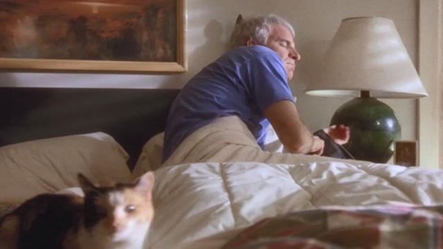 L.A. Story - calico cat lying beside Harris Steve Martin in bed