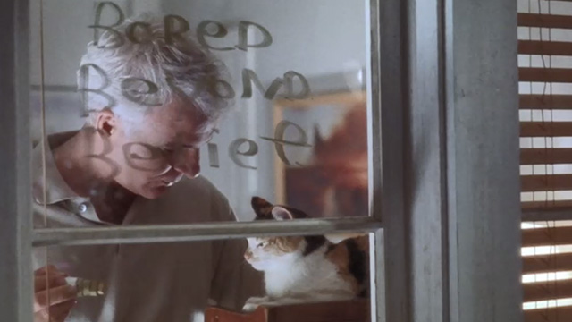 L.A. Story - calico cat at window with Harris Steve Martin