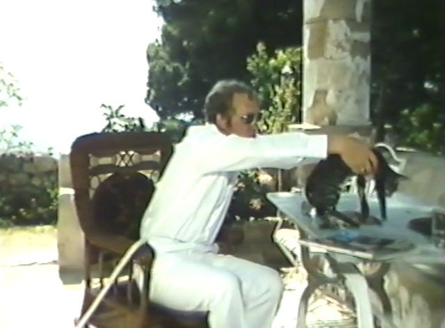 Laughter in the Dark - tabby cat being set onto table by More Nicol Williamson