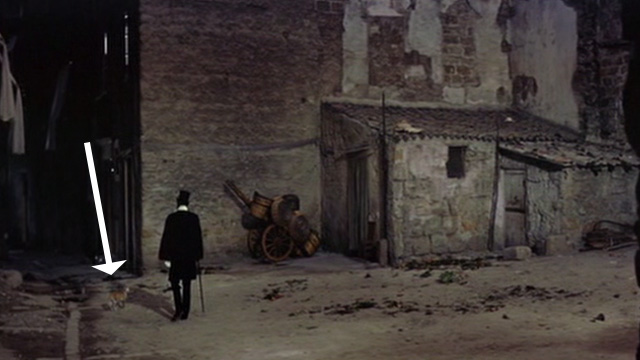 The Leopard - Prince Salina Burt Lancaster walking into alley past orange and white cat