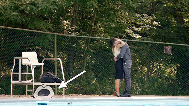 The Lifeguard - Leigh Kristin Bell hugging Jason David Lambert with calico cat Moose in carrier