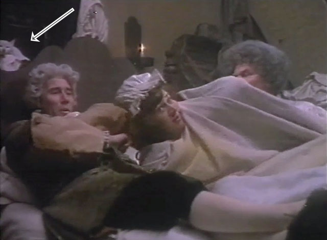 Lock Up Your Daughters - Lusty Jim Dale in bed with Reverend Bull Peter Bull and Nurse Patricia Routledge and a white cat