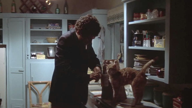 The Long Goodbye - ginger tabby cat watching Philip Marlowe Elliot Gould open can of cat food