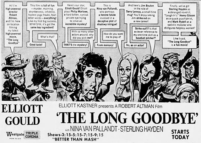 The Long Goodbye - Jack Davis illustrated newspaper ad for movie