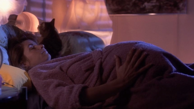 Look Who's Talking - Mollie Kirstie Alley lying in bed with tabby cat