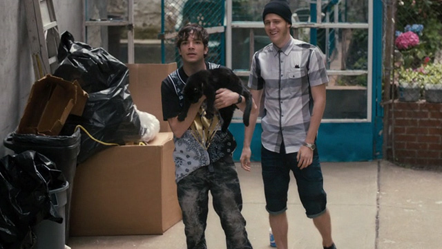 Lost Cat Corona - black cat Leonard with two thug kids