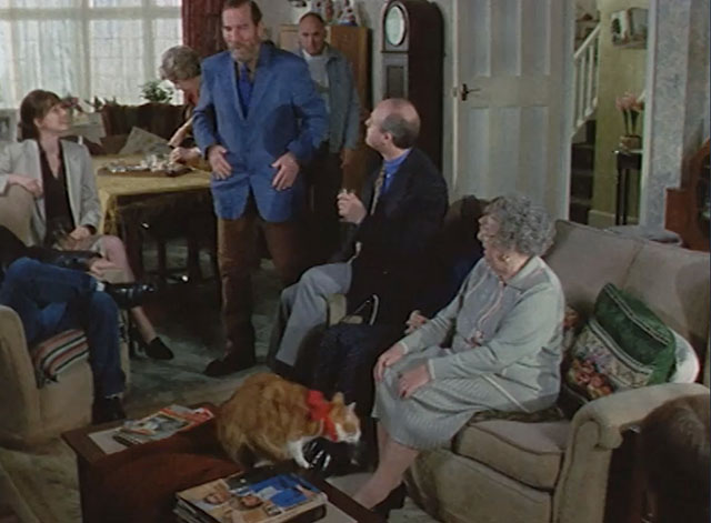Lost for Words - Mrs. Longden Thora Hird with ginger and white tabby cat Whiskey on coffee table