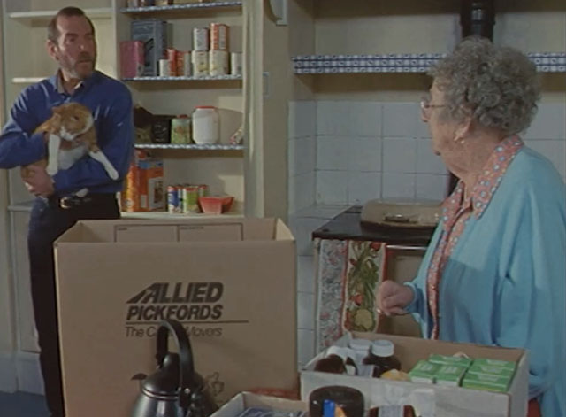 Lost for Words - Mrs. Longden Thora Hird with Deric Peter Postlewaite holding ginger and white tabby cat Whiskey