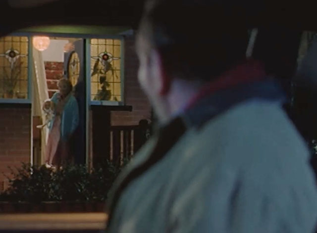 Lost for Words - Mrs. Longden Thora Hird holding ginger and white tabby cat Whiskey in doorway
