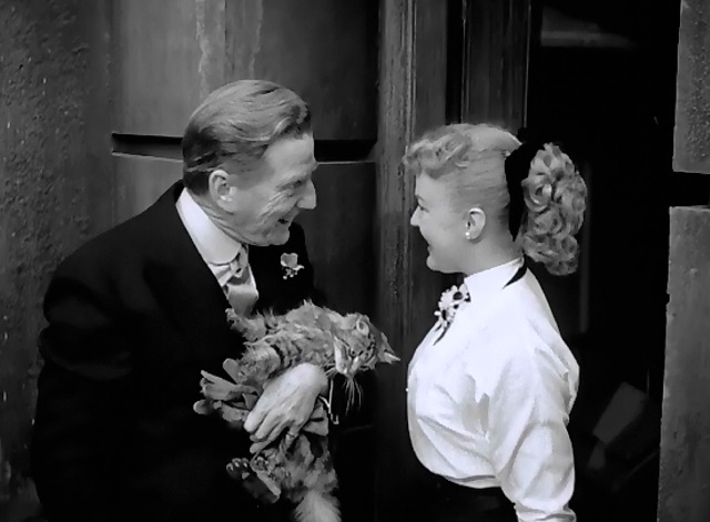 Love Nest - long haired tabby cat Suds held by Charles Frank Fay with Connie June Haver