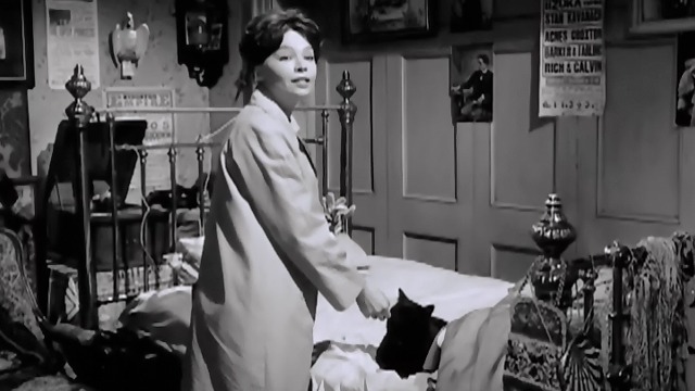 The L-Shaped Room - black cat Benji petted by Leslie Caron Jane