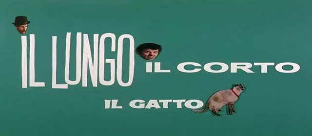 Il lungo, il corto, il gatto - The Long, the Short and the Cat - title card with seal point Siamese cat Archibald, Franco Franchi and Ciccio Ingrassia