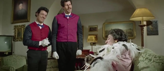 Il lungo, il corto, il gatto - The Long, the Short and the Cat - seal point Siamese cat Archibald sitting on lap of Countess Giusi Raspani Dandolo with Franco Franchi and Ciccio Ingrassia