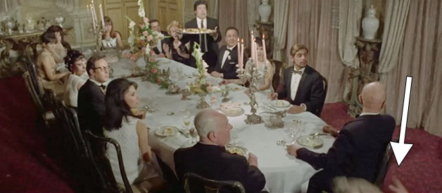 Il lungo, il corto, il gatto - The Long, the Short and the Cat - seal point Siamese cat Archibald thrown onto fancy dinner table by someone off stage