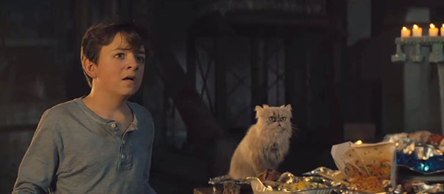 Lyle Lyle Crocodile - silver Persian longhair cat Loretta with Josh Winslow Fegley