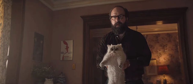 Lyle Lyle Crocodile - silver Persian longhair cat Loretta held by Mr. Grumps Brett Gelman
