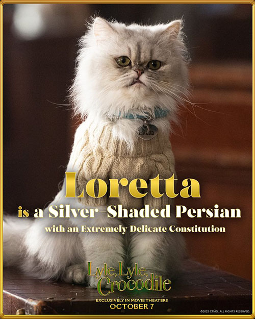 Lyle Lyle Crocodile - silver Persian longhair cat Loretta poster