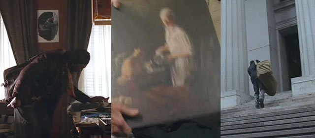 The Maiden Heist - split screen of Charles Morgan Freeman saying goodbye to cats