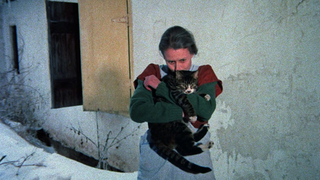 Memories Within Miss Aggie - Deborah Ashira standing outside with tabby and white cat