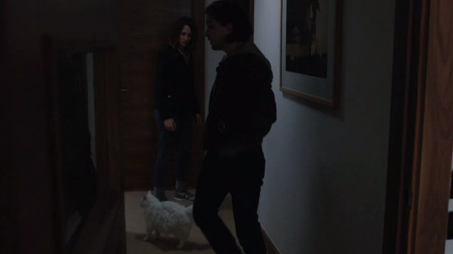 MI-5 - Will Holloway Kit Harington and June Tuppence Middleton pass white long-haired cat in hallway