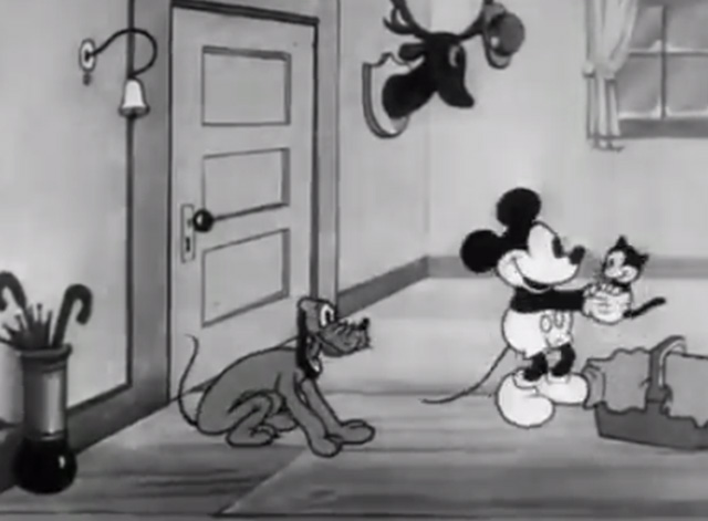 Mickey's Orphans - Pluto and Mickey Mouse with black kitten from basket