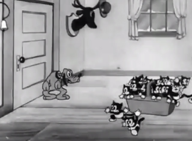 Mickey's Orphans - Pluto sees numerous black kittens emerge from basket