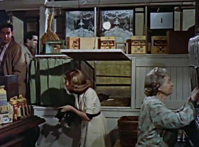 Miracle in Soho - Michael entering pet shop as Julia Belinda Lee holds tuxedo kitten