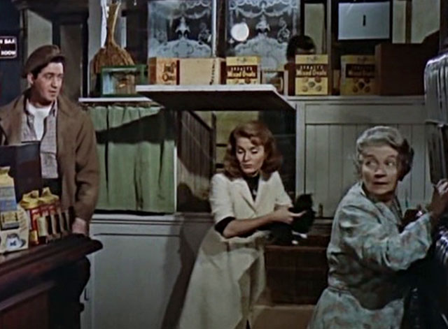 Miracle in Soho - Michael entering pet shop as Julia Belinda Lee holds tuxedo kitten