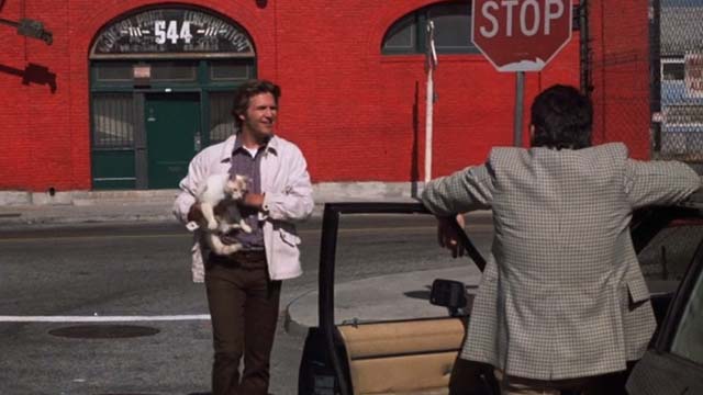 The Morning After - flame point cat being carried by Turner Jeff Bridges as he approached Sergeant Greenbaum Richard Foronjy