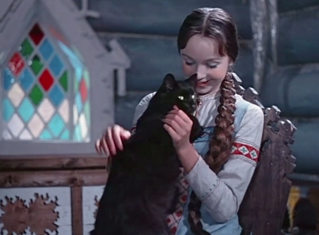 Morozko - longhaired black cat Blackie with Nastenka Natalya Sedykh
